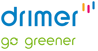 logo drimer niebieski napis drimer oraz zielony napis go greener