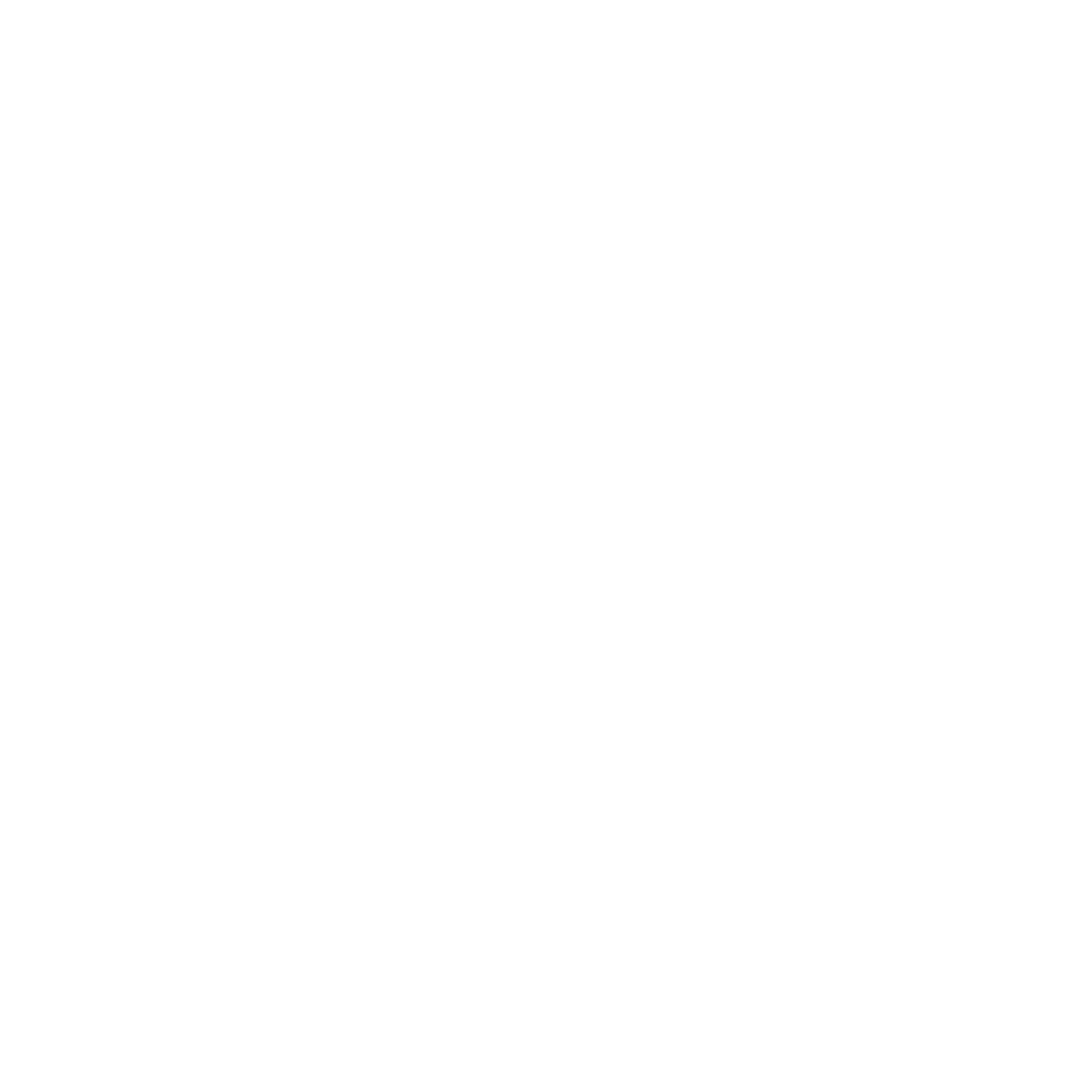 biała ikona trzech kół zębatych