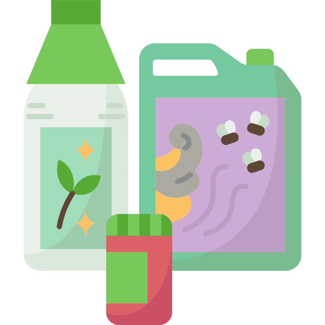 kolorowe ikony przedstawiające opakowania na detergenty