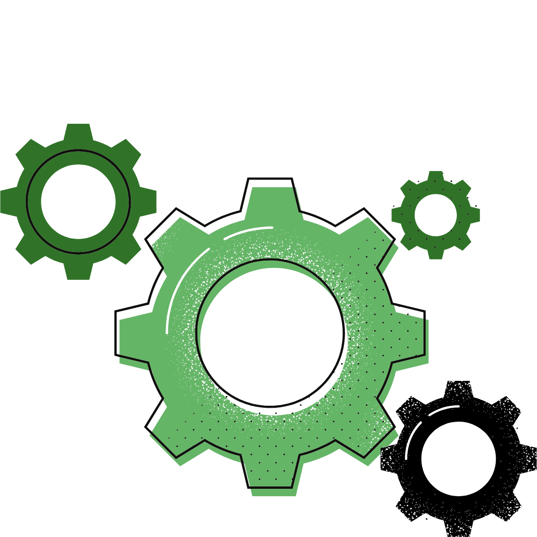 zielona ikona kół zębatych