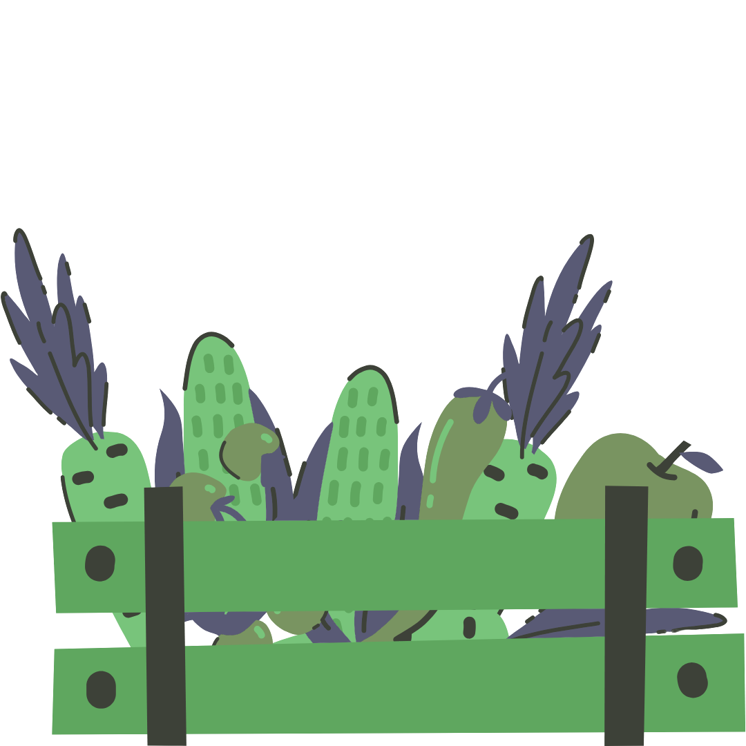 zielona ikona przedstawiająca warzywa w drewnianej skrzynce