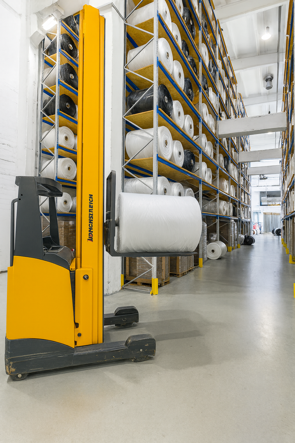 wózek widłowy w hali magazynowej